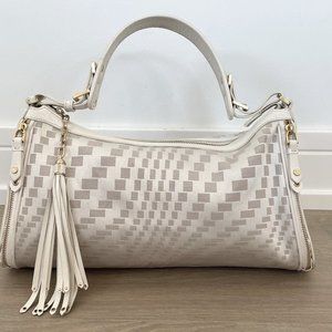 Cole Haan Canvas/Leather Satchel in White